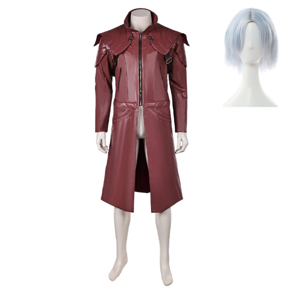 Devil May Cry 5 Dante Leather Overcoat Jacket Outfits Cosplay Costume Halloween Carnival Suit