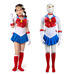 Kids Grils Anime Sailor Moon Tsukino Usagi Skirt Dress Outfit Cosplay Costume Halloween Carnival Suit
