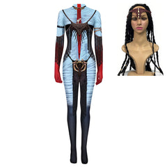 Adult Kids Avatar: Fire and Ash (2025) Varang Blue Printed Jumpsuit Outfits Cosplay Costume