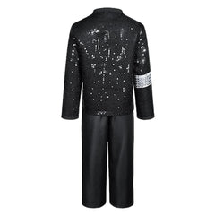 Adult Kids Band Singer Black White Sequins Set Stage Performance Outfits Cosplay Costume