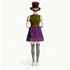 Alice In Wonderland Mad Hatter Female Version Purple Set Outfits Cosplay Costume