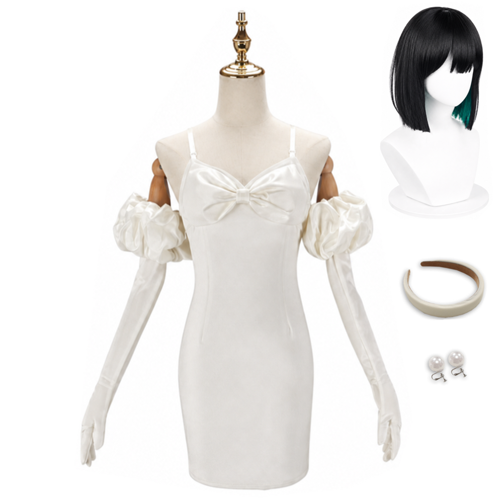 Alien Stage Sua White Bow Dress Stage Performance Outfits Cosplay Costume Halloween Carnival Suit