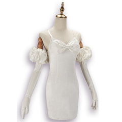 Alien Stage Sua White Bow Dress Stage Performance Outfits Cosplay Costume Halloween Carnival Suit