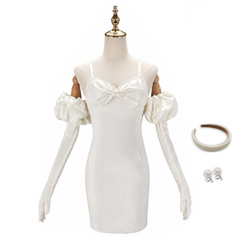 Alien Stage Sua White Bow Dress Stage Performance Outfits Cosplay Costume Halloween Carnival Suit