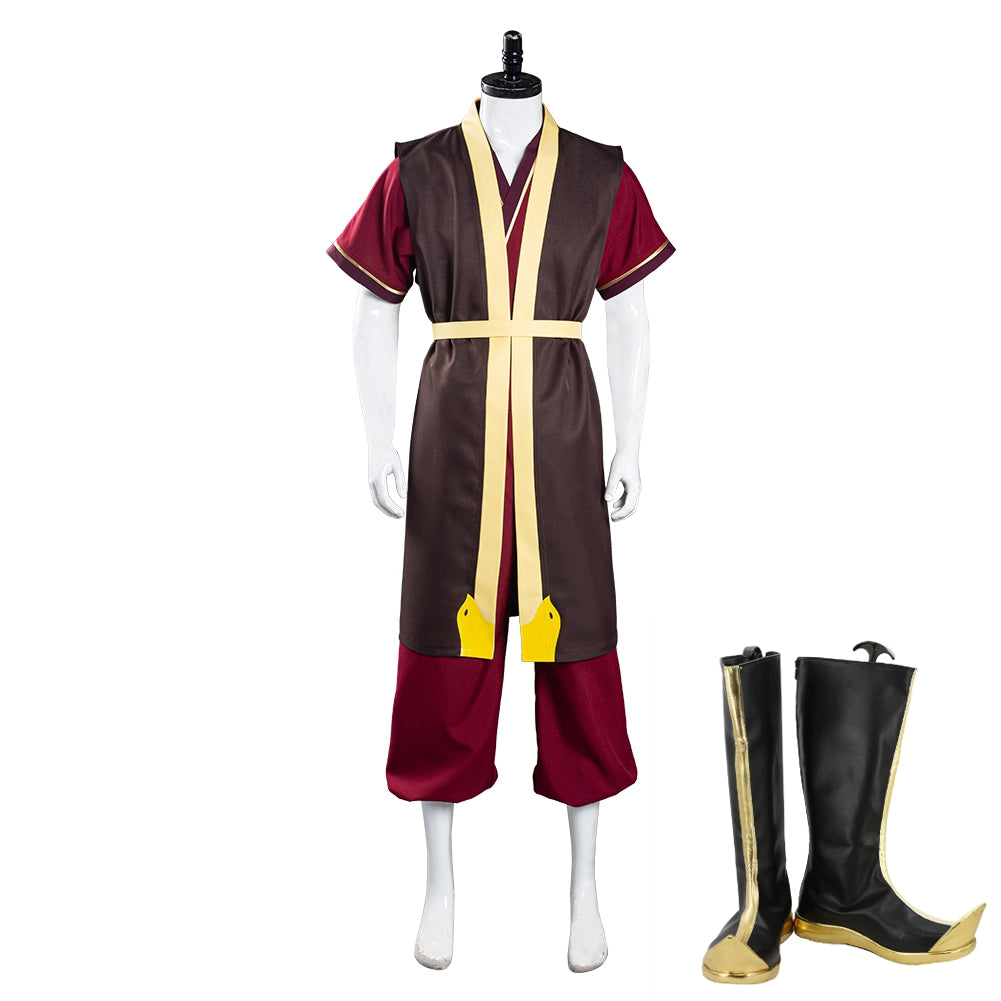 Avatar: The Last Airbender Zuko Red Pants Vest Outfit Cosplay Costume Halloween Suit