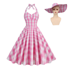 Movie Barbie 2023 Margot Robbie Barbie Retro Dress Cosplay Costume Outfits Halloween Carnival Suit