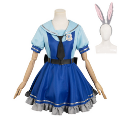 Movie Zootopia 2 Judith Lolita Blue Dress Cosplay Costume Outfits Halloween Carnival Suit - Coshduk