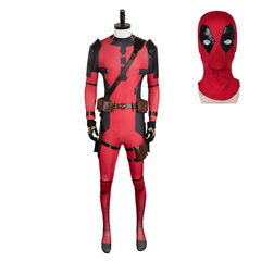 Movie Deadpool & Wolverine (2024) Wade Wilson Red Jumpsuit Shoulder Strap Outfits Cosplay Costume Halloween Carnival Suit