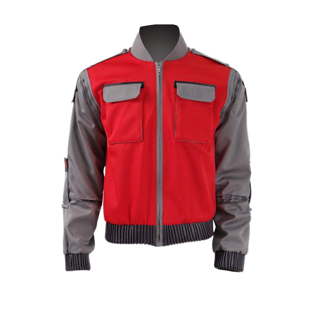 Back To The FutureⅡMarty McFly 2015 Future Red Gray Jacket Outfits Cosplay Costume
