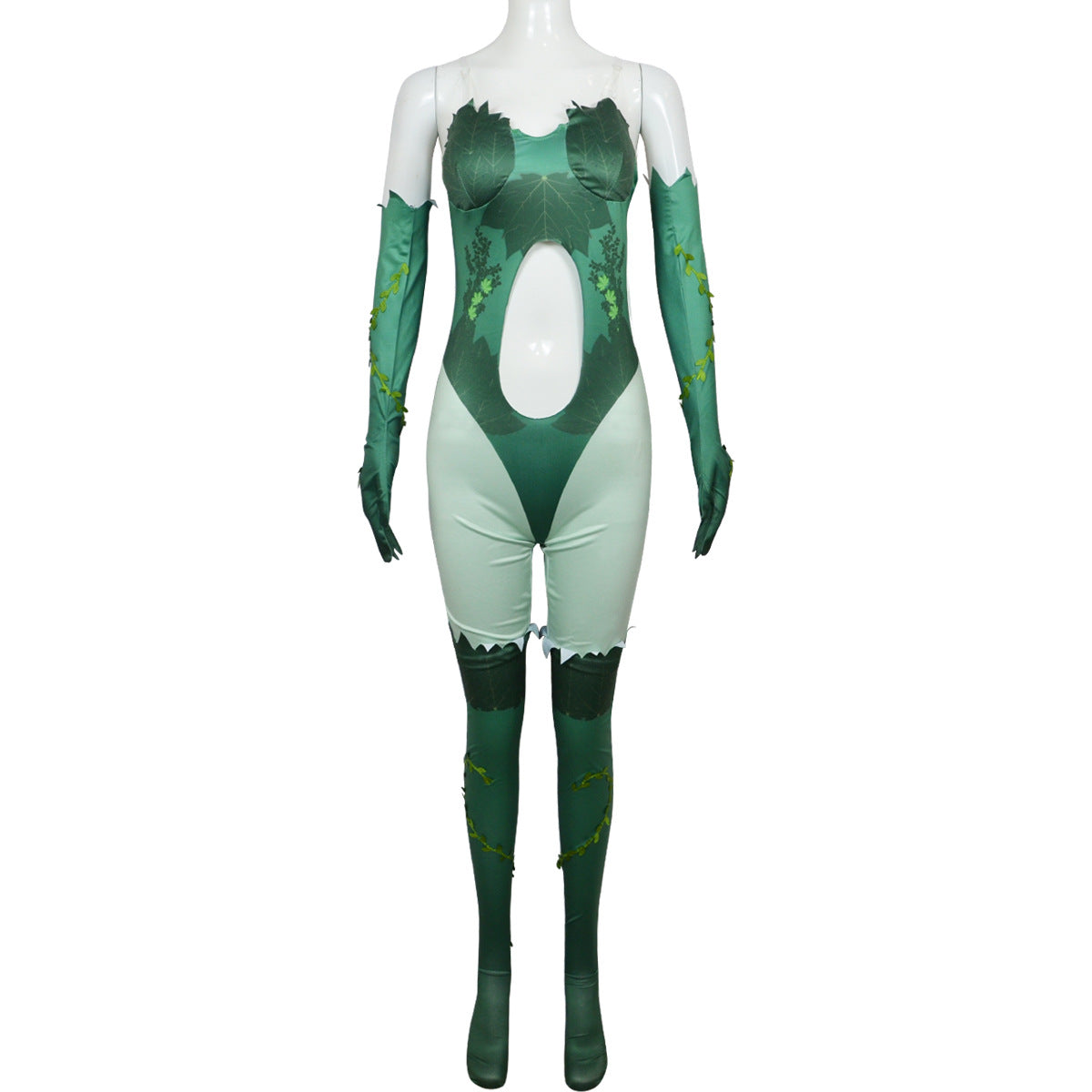 Batman Harley Quinn Poison Ivy Green Jumpsuit Set Outfits Halloween Cosplay Costume