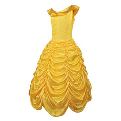Beauty And The Beast Belle Yellow Dress Gown Outfits Cosplay Costume Halloween Suit