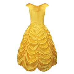 Beauty And The Beast Belle Yellow Dress Gown Outfits Cosplay Costume Halloween Suit