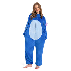 Blue Plush Seahorses Animals Onesie Flannel Pajamas Warm Home Sleepwear Halloween Carnival Suit - OLAOLA