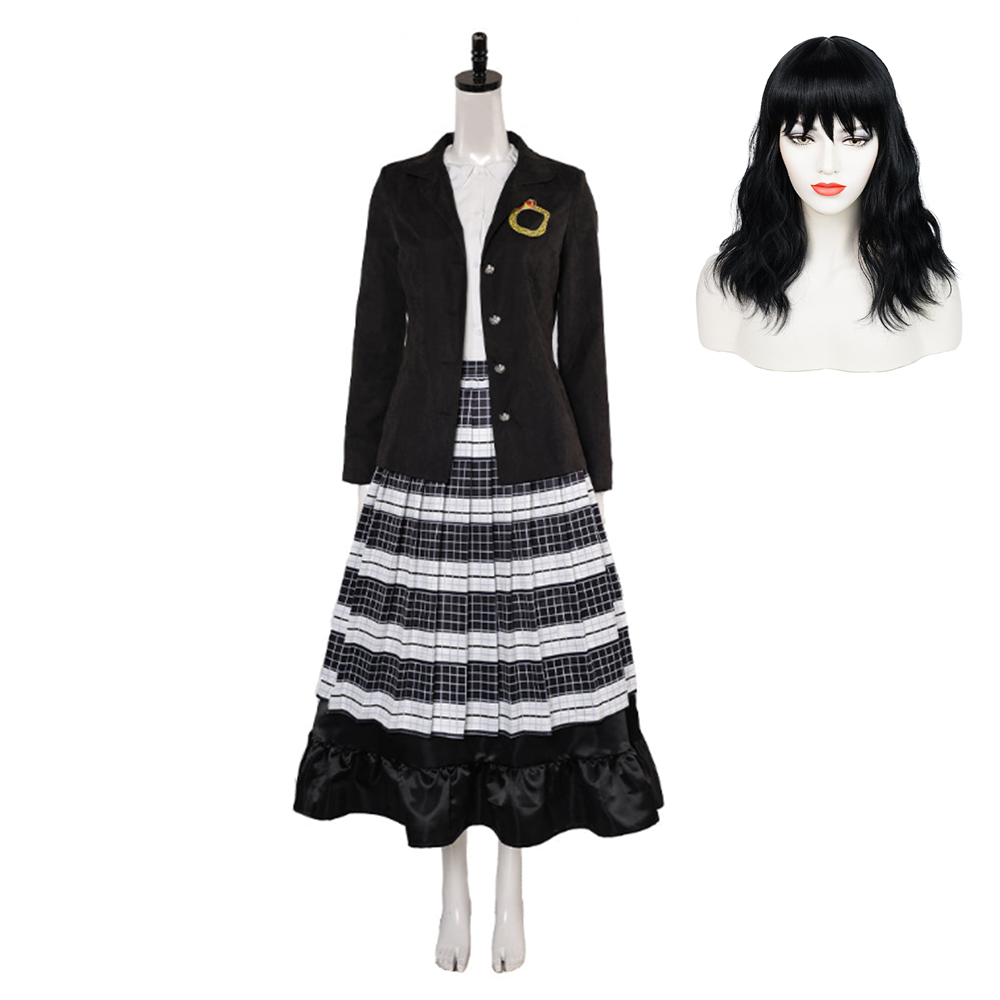 Movie Beetlejuice 2 (2024) Lydia Black Cube Skirt Outfits Cosplay Costume Halloween Carnival Suit