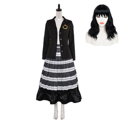 Movie Beetlejuice 2 (2024) Lydia Black Cube Skirt Outfits Cosplay Costume Halloween Carnival Suit