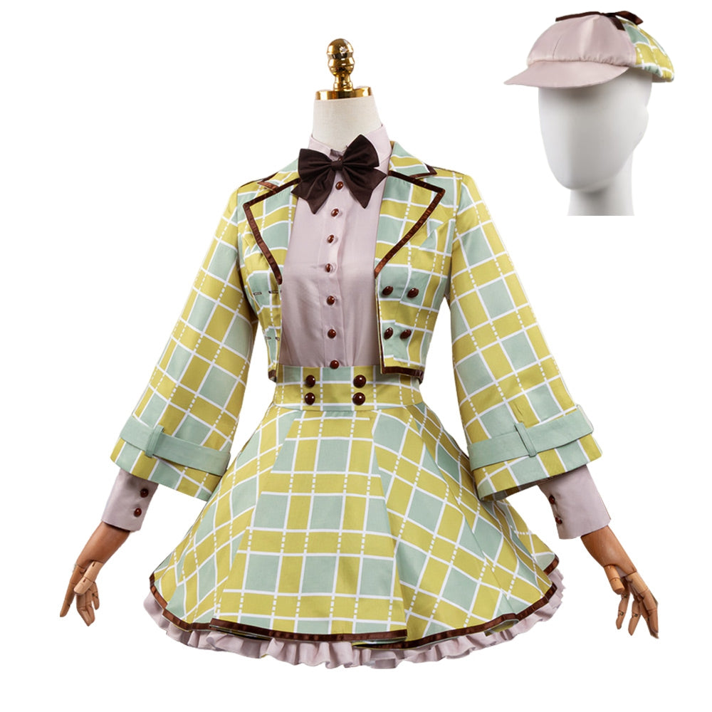 Code Geass C.C. Green Plaid Detective Set Outfits Cosplay Costume