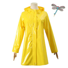Coraline Yellow Coat Dragonfly Hair Clip Outfits Cosplay Costume Halloween Carnival Suit
