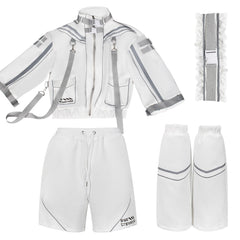 Cyberpunk Suit Y2K Techwear White Jacket Shorts Set Outfits Cosplay Costume