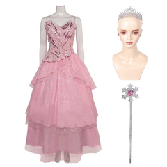 Wicked (2024) Glinda Pink Tulle Dress Outfits Cosplay Costume Halloween Carnival Suit