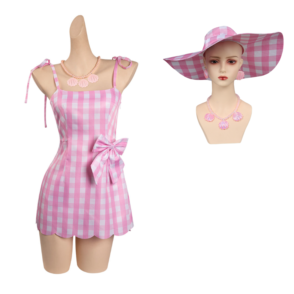 2023 Barbie Margot Robbie Barbie Pink Dress Barbie Cosplay Costume Outfits Halloween Carnival Suit