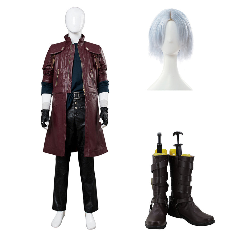 Devil May Cry V DMC5 Dante Aged Leather Outfit Cosplay Costume Halloween Carnival Suit