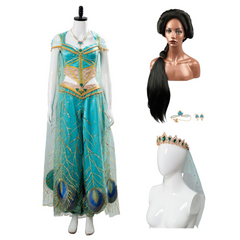 Aladdin The Princess Jasmine Costume Naomi Scott Gown Blue Dress Cosplay Costume