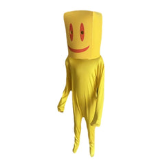 Adult Kids Escape The Backrooms Horror Partygoer Yellow Mask Jumpsuit Outfits Cosplay Costume