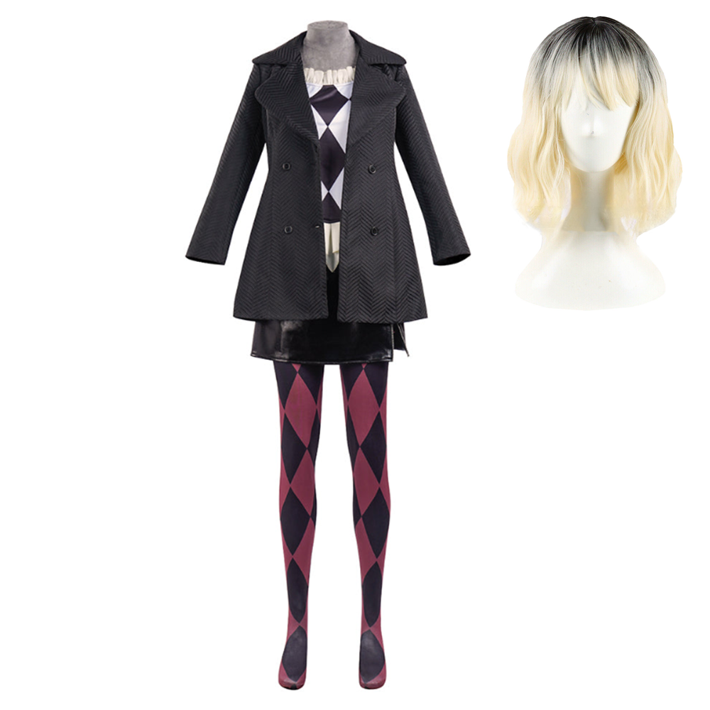 Movie Joker 2 Joker: Folie à Deux (2024) Harley Quinn Black Suit Dress Outfits Cosplay Costume Halloween Carnival