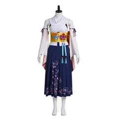 Final Fantasy X Yuna White Purple Kimono Set Outfits Cosplay Costume