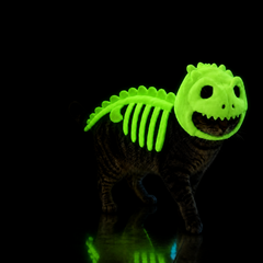 Funny Pet Cats Wearable Dinosaur Skeleton Plush Glow Headwear Outfits Halloween Cosplay Costume