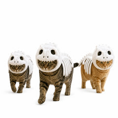 Funny Pet Cats Wearable Dinosaur Skeleton Plush Glow Headwear Outfits Halloween Cosplay Costume