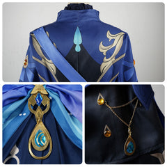 Genshin Impact Focalors Furina Black Blue Outfits Cosplay Costume Halloween Carnival Suit