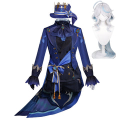 Genshin Impact Focalors Furina Black Blue Outfits Cosplay Costume Halloween Carnival Suit