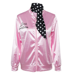 Grease Pink Ladies Silks and Satins Jacket Costume Women Halloween Carnival Suit