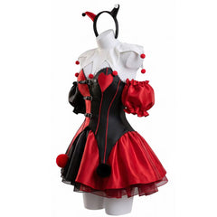 Halloween Devil Clown Red Black Dress Set Outfits Cosplay Costume Carnival Suit