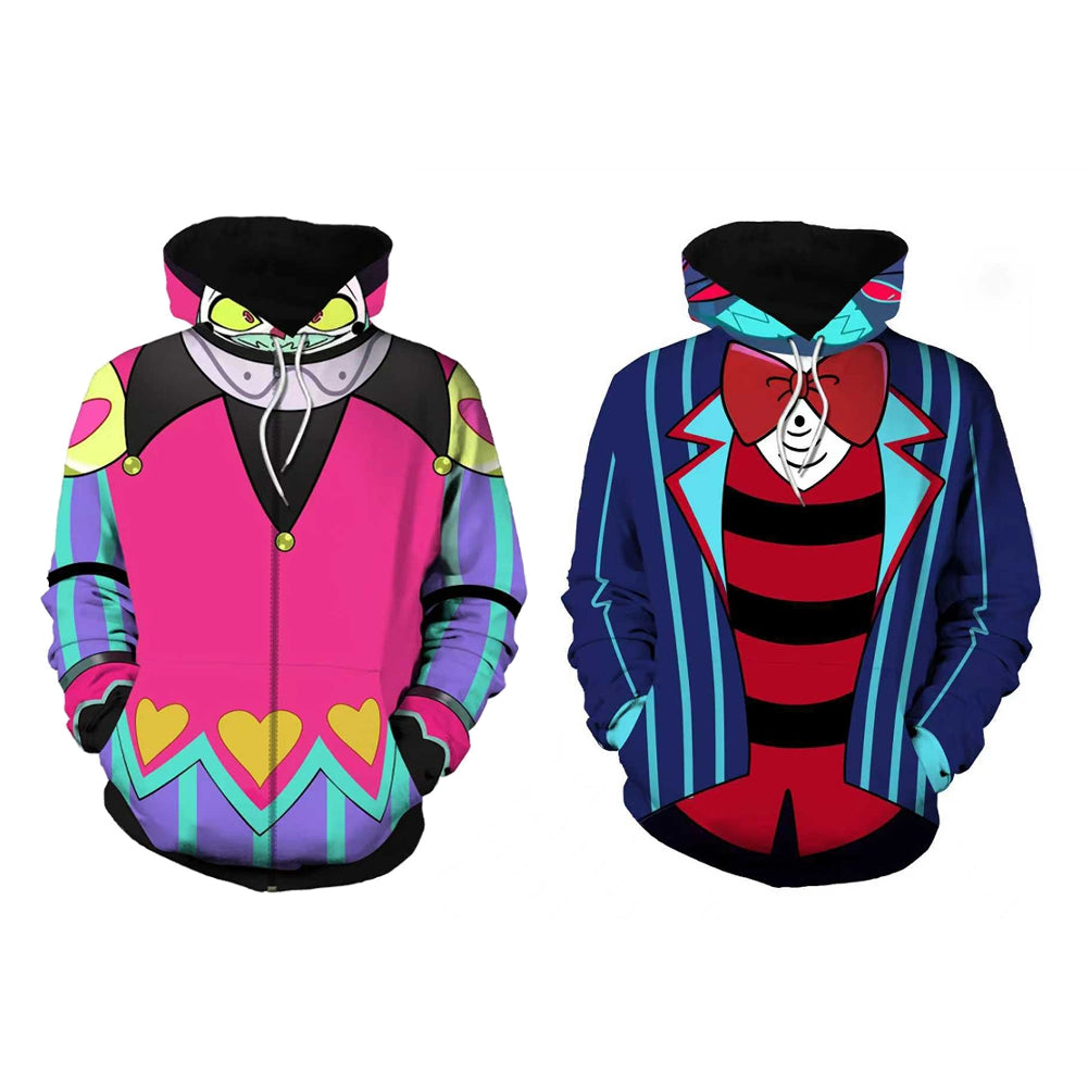 Hazbin Hotel 2 (2025) Vox Fizzarolli Zip Up Pullover Printed Hoodie Sweatshirt Cosplay Costume