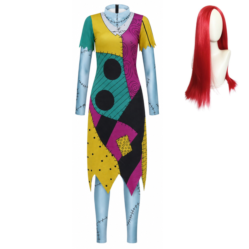 Horror The Nightmare Before Christmas Sally Dress Outfits Cosplay Costume Halloween Carnival Suit