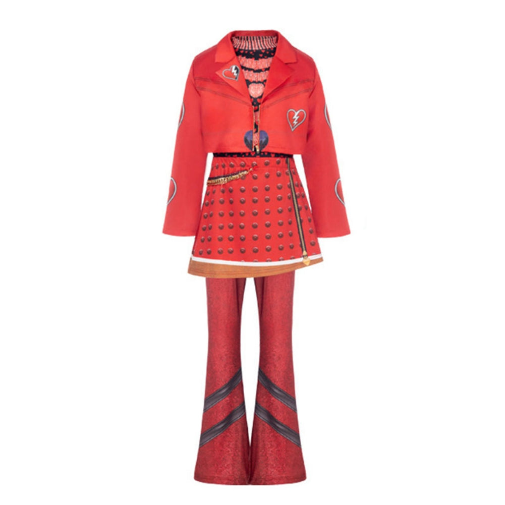 Kids Children Descendants: Wicked Wonderland (2026) Red Printed Set Outfits Cosplay Costume