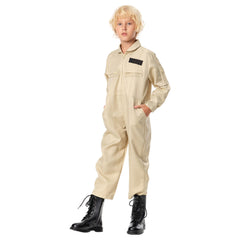 Kids Children Ghostbusters Beige Jumpsuit Uniform Cosplay Costume Halloween Carnival Suit