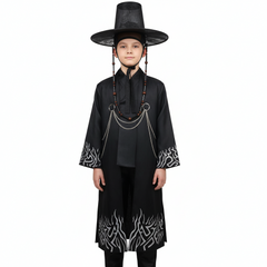 Kids Children KPop Demon Hunters (2025) Jinu Saja Boys Your Idol Black Set Outfits Cosplay Costume