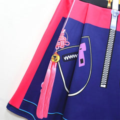 Kids Children Rumi Zoey Printed Sleeveless Blue Dress Bag Outfits Cosplay Costume