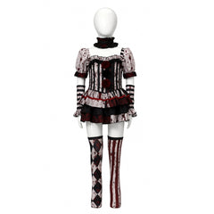 Kids Children Terrifier 4 (2026) Clown Striped Black Red Dress Set Outfits Cosplay Costume
