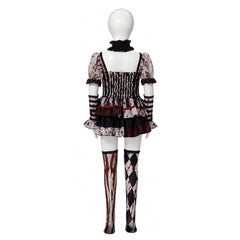 Kids Children Terrifier 4 (2026) Clown Striped Black Red Dress Set Outfits Cosplay Costume