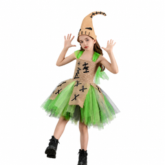 Kids Children The Nightmare Before Christmas Oogie Boogie Green Tutu Dress Outfits Cosplay Costume Halloween Carnival Suit