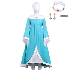 Kids Children The Super Mario (2026) Rosalina Blue Dress Accessories Set Outfits Cosplay Costume