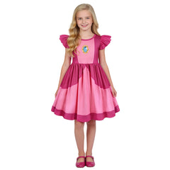 Kids Children The Super Mario Galaxy Movie (2026) Princess Peach Daisy Rosalina Printed Dress Cosplay Costume