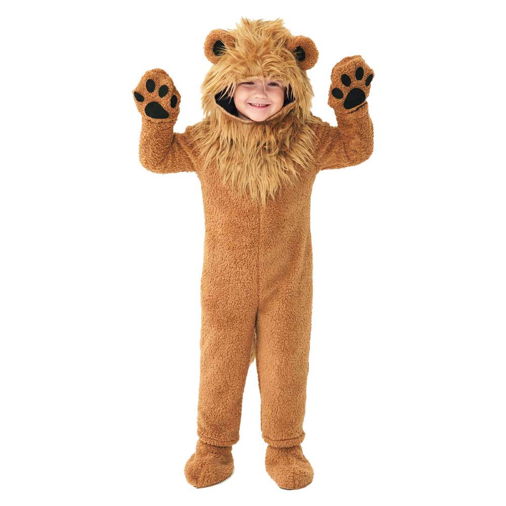 Kids Children The Wizard of OZ Cowardly Lion Brown Jumpsuit Animal Onesie Outfits Cosplay Costume