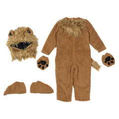Kids Children The Wizard of OZ Cowardly Lion Brown Jumpsuit Animal Onesie Outfits Cosplay Costume