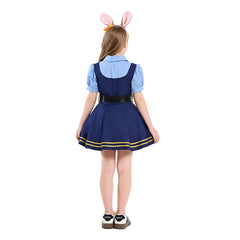 Kids Children Zootopia 2 Judy Hopps Blue Police Dress Set Cosplay Costume