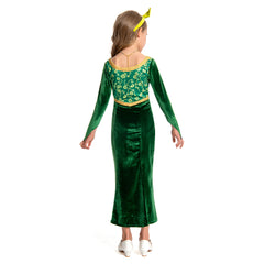 Kids Girls Shrek Princess Fiona Dress Cosplay Costume Outfits Halloween Carnival Party Disguise Suit